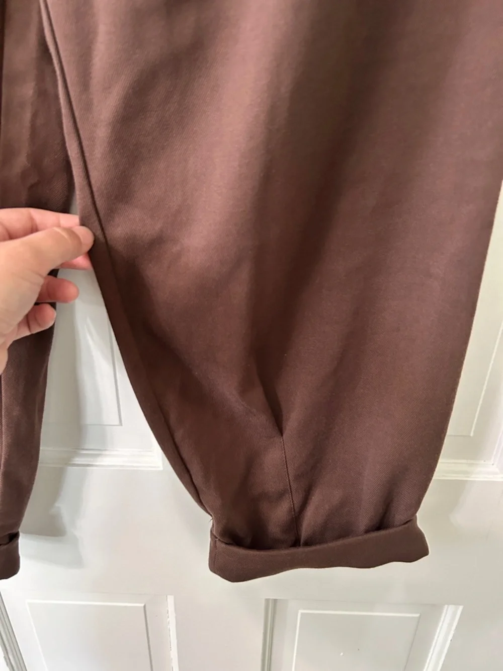 Disturbia Brown High-Waist Pleated Trousers with Cuffed Ankles - Picture 6 of 7